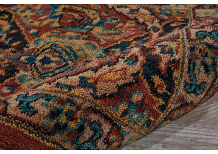 Charlton Home® Manheim Oriental Rust Red/Navy Blue Area Rug & Reviews